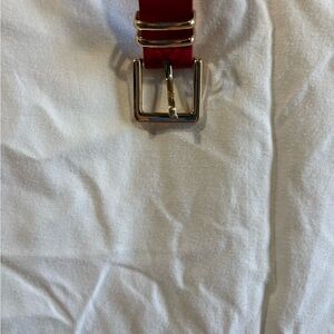 Red Belt with Gold Buckle